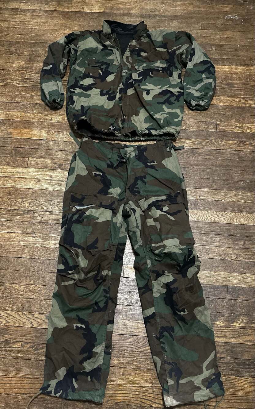 Woodland Vintage 80’s US Military Chemical Protective Suit Camo Coat & Pants Med